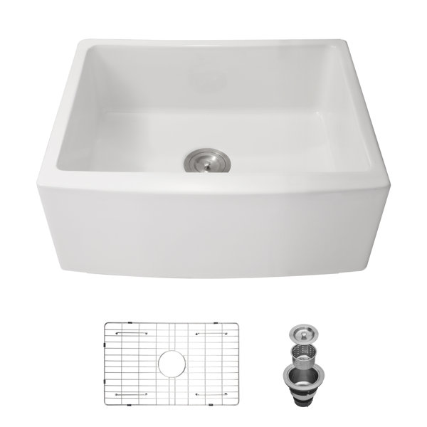 HHK HOME Small Farmhouse Sink 24 Inch Kitchen Sink White ApronFront